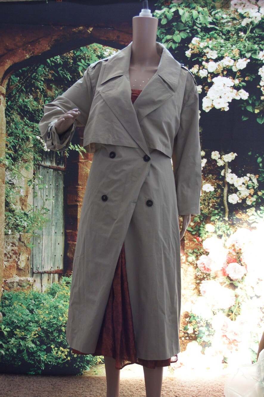 Lulus Khaki Double Breasted Trench Coat size L